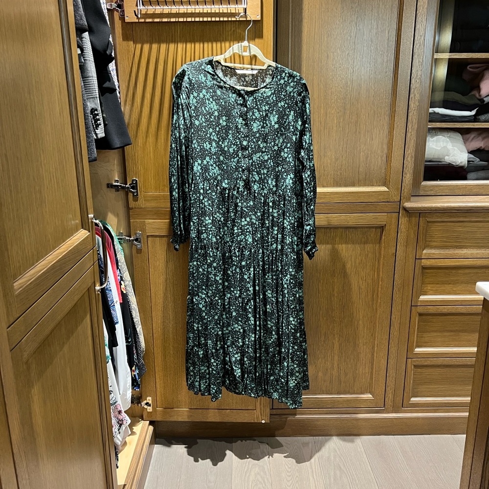 ZARA green and black flowery dress